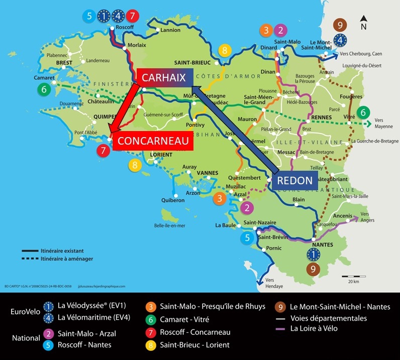 Carte de la Bretagne à vélo